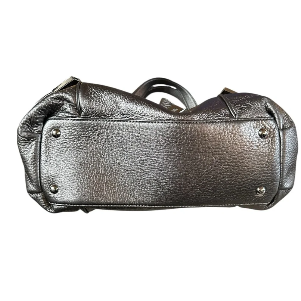 Michael Kors Beverly Large Leather Metallic Pewter Satchel - Picture 4 of 15